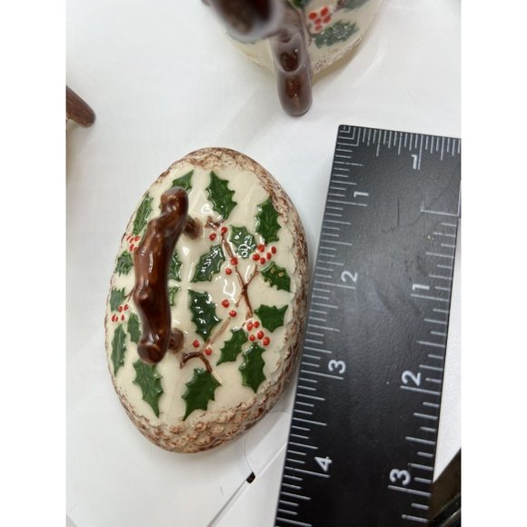 Christmas teapot Holly Lidded Teapot Creamer Sugar Bowl Set holiday Holland red - Picture 6 of 16